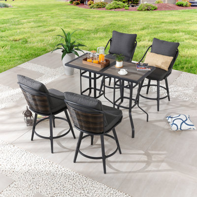 Abriya 4 - Person Patio Dining Set Square Table with Cushions Included