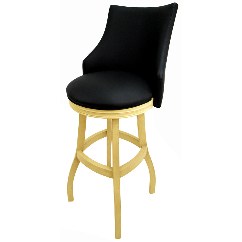 Tabouret pivotant en bois Ridfortore, Noir, Beige, Tabouret de bar (hauteur du siège 34 po)