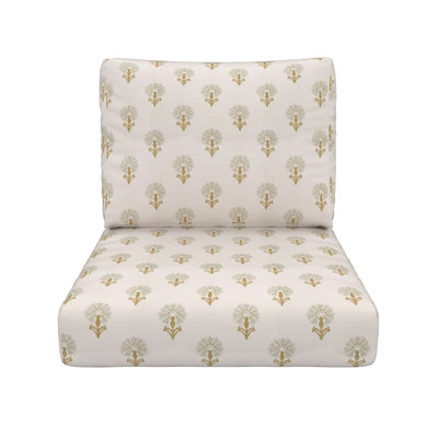 Amala Floral Block Print Outdoor Sunbrella® Seat/Back Cushion by Birch Lane