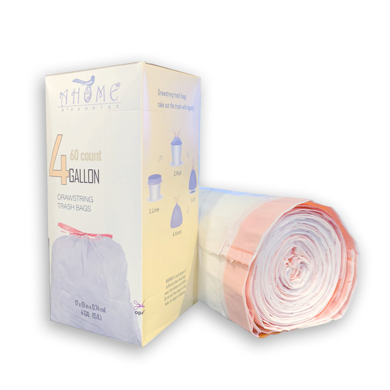 4 Gallons Polyethylene Plastic Trash Bags - 60 Count