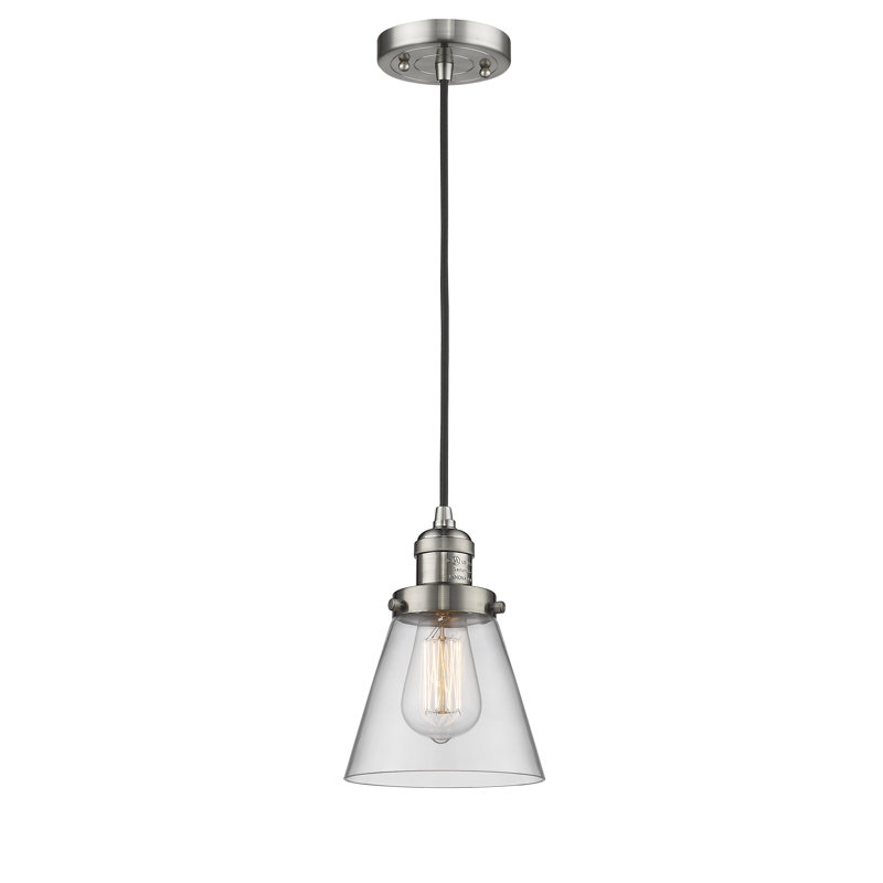 Hanlon 1 - Light Single Pendant, Brushed Satin Nickel, Seedy, 6 Watt Vinage LED Bulb