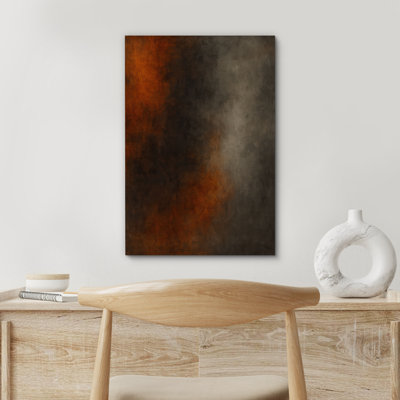 Burnt Orange & Charcoal Bold Abstract Art - Pictures Framed Canvas Print Wall Art
