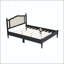 Full Size Wooden Platform Bed with Natural Rattan Headboard and Wooden Slat Support-214291833-214291839