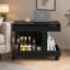 Table basse à roulettes avec plateau pivotant à 360°, compartiment de rangement et compartiment de rangement intégré – Noir-167806278