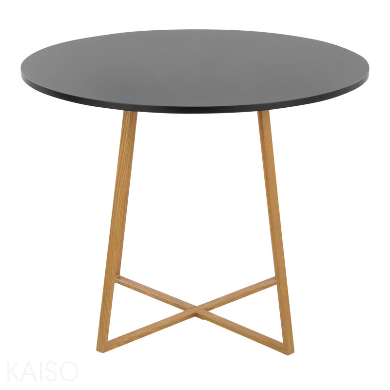 Table de salle à manger en bois naturel transfert et métal, MDF noir, Noir