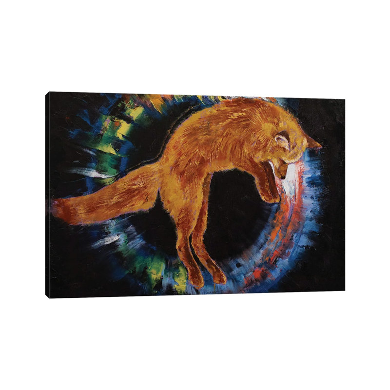 Jumping Fox by Michael Creese - Wrapped Canvas Gallery-Wrapped Canvas Giclée, 20.32 cm H x 30.48 cm W
