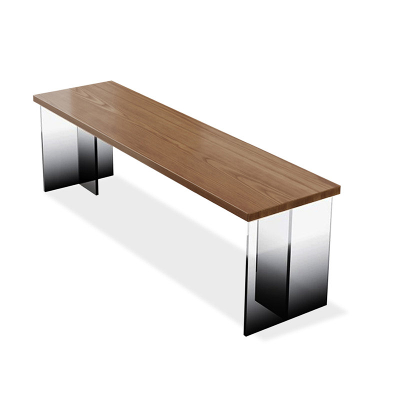 Brown+Black Rectangular Solid Wood+Acrylic desk, 29.53" H x 70.87" W x 23.62" D