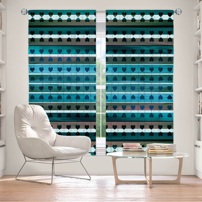 Rideau en polyester, L 40 po x L 61 po, Bleu sarcelle