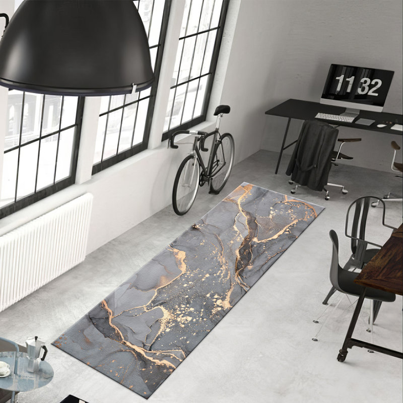 Floral Bloom Non Woven Thin Type Printed Rug Featuring Delicate Red and Blue Petals on a Classic White Background