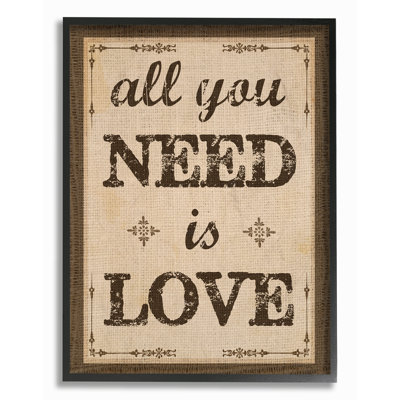 «All You Need Is Love», reproduction d'art textuel sur toile