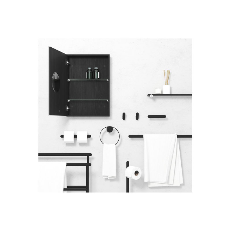 Yoku Floor Mounted Towel Stand, Black Oak