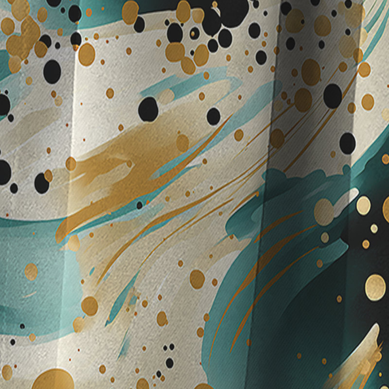 Gilded Polka Dot River - Abstract Curtain - Blackout Abstract Curtain - 1 Panels, 52" W x 108" L