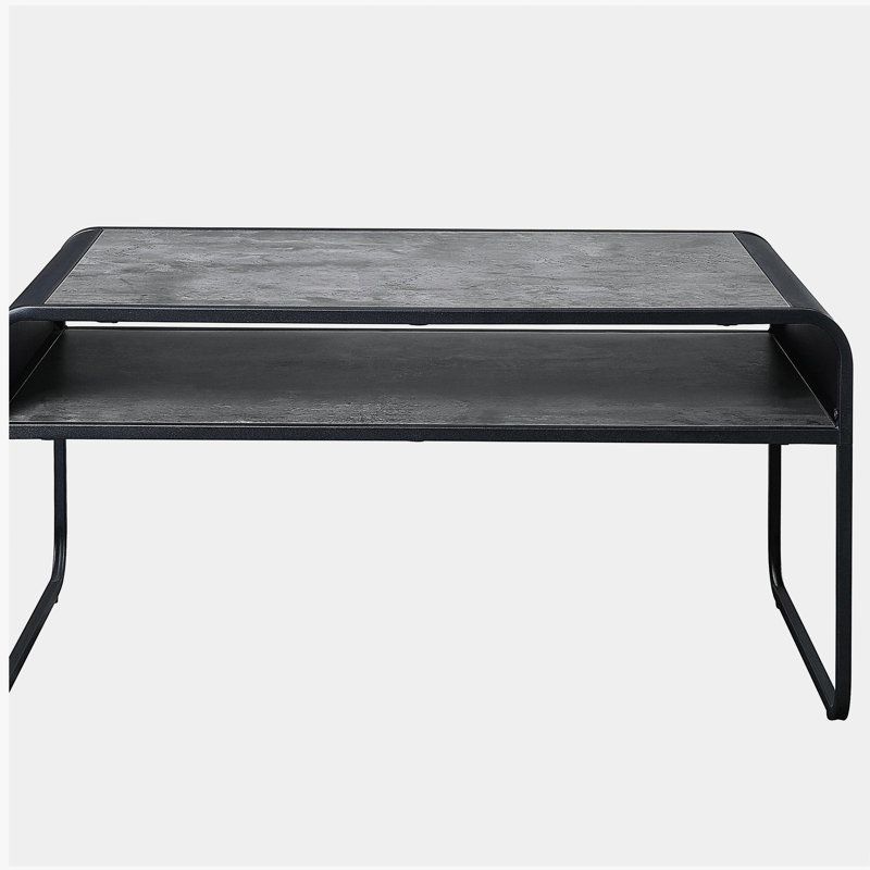 Concrete Grey and Black 1-shelf Coffee Table