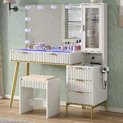 Meuble-lavabo 48 po avec tabouret confortable