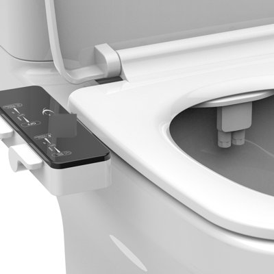 Bidet à écran tactile blanc pour toilette avec double jet, autonettoyant et réglage de l'eau - Lavage arrière à l'avant, convient à la plupart des toilettes, est livré avec un tuyau flexible adaptateur