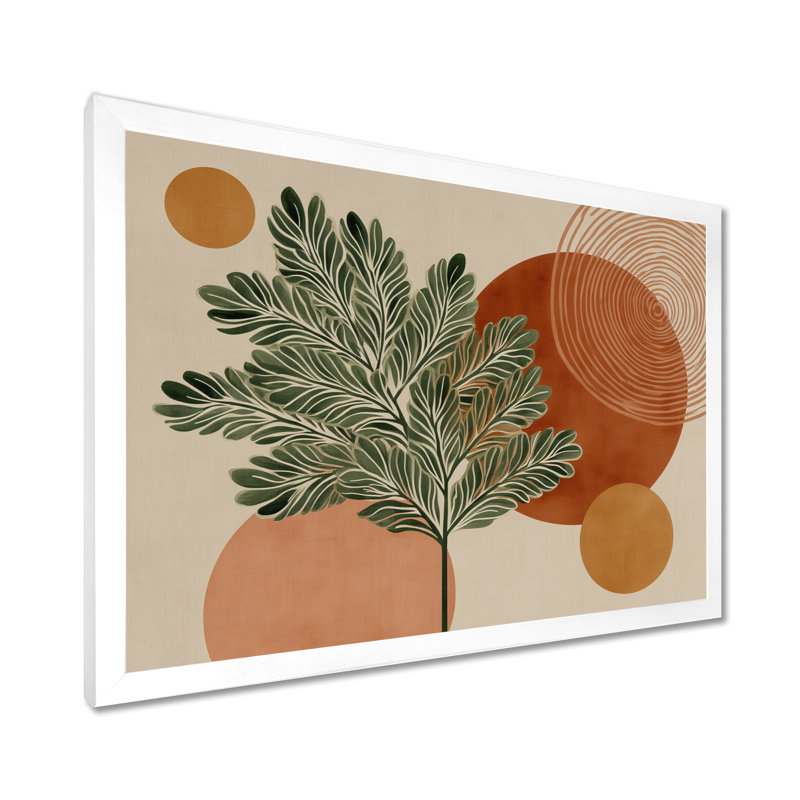 Vert et orange, minimalisme, sauge, élégance - art encadré botanique, décoration murale botanique verte, H 34 po x l 44 po
