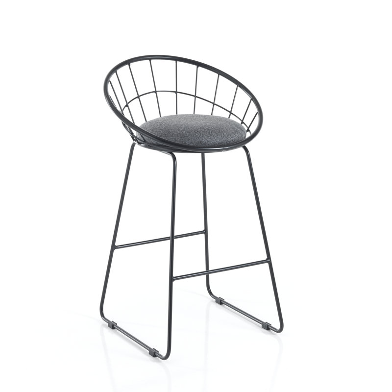 Upholstered Counter Stool with Metal Frame