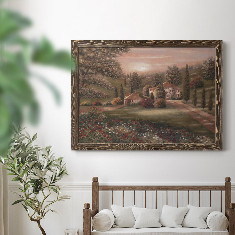 Evening / Tuscany II - Cadre photo, impression sur toile, H 37,5 po x l 27,5 po x P 1,5 po, Noyer