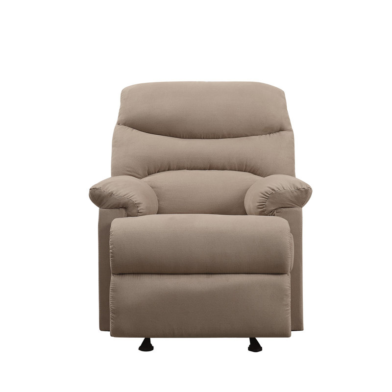 Fauteuil inclinable brun clair avec accoudoirs coussinés, Tissu brun clair