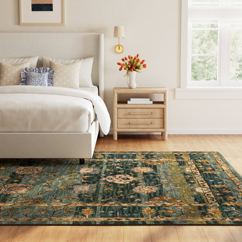 Corla Hand Tufted Wool Floral Indoor Rug, Rectangle 8' x 10'