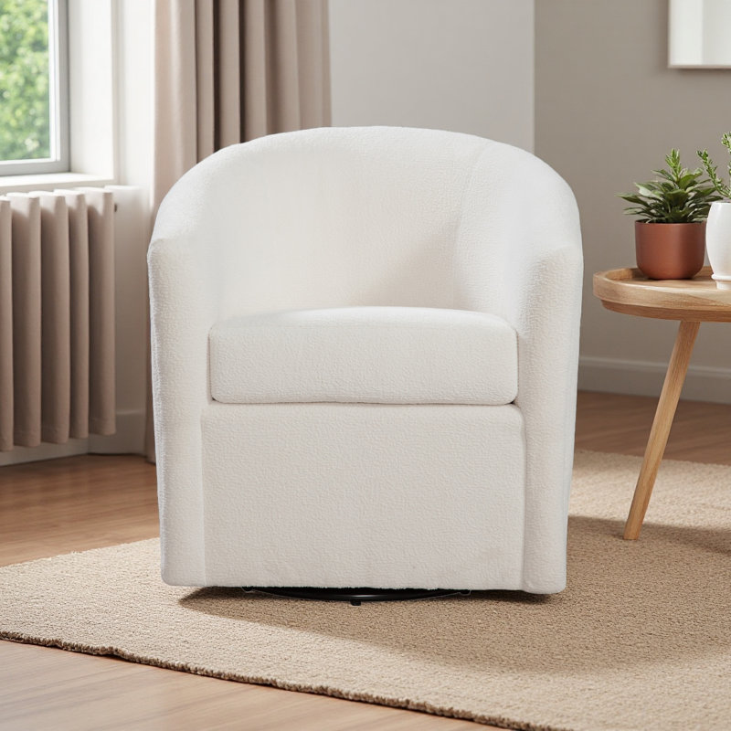 Fauteuil d'appoint pivotant Barrel, Ivoire ivoire