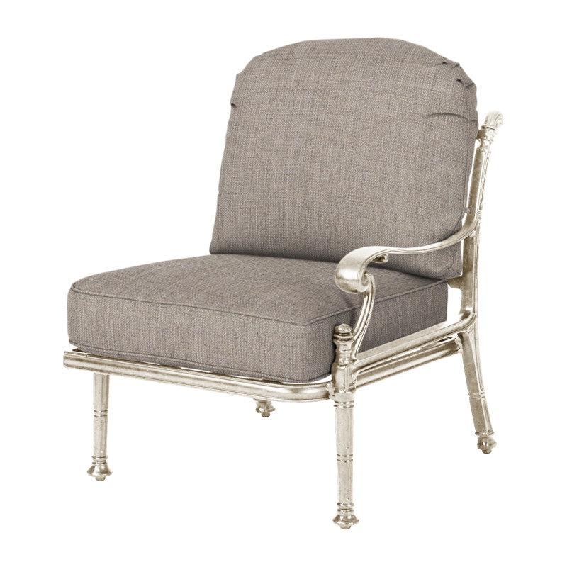 Florence Cushion Left Arm Lounge Chair, Cast Ash Sunbrella® Plainweave, Desert Bronze