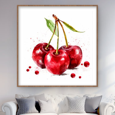 Cerises - imprimé mat encadré blanc pour la décoration intérieure