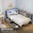 Corner Bed Frame With 2 Underneath Drawers And Storage Bookcase,Daybed With Charging Station And LED Light-124579273-124569294