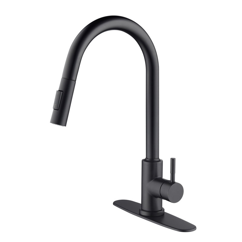 Robinet de cuisine tactile - Acier inoxydable noir mat. Tête de pulvérisation rotative à 360 degrés pour une désinfection intense de l'évier. Et rouille. Débit de température d'eau à une seule poignée