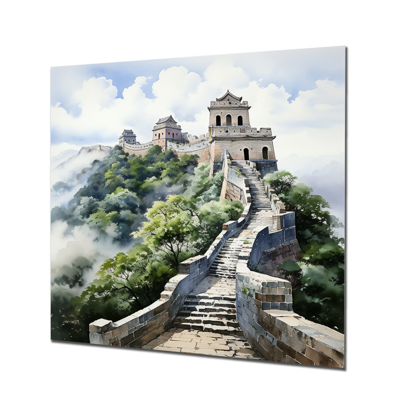 Grande muraille de Chine, sérénité 2 - Art mural chinois en métal, H 36 po x l 36 po