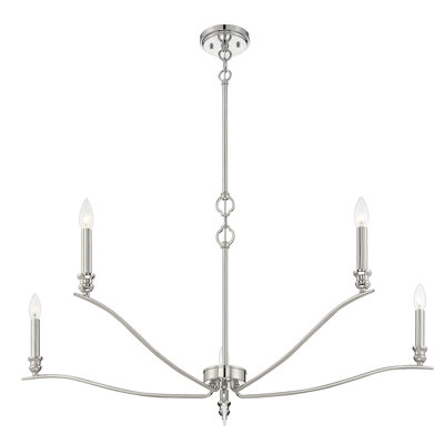 Lustre 5 lumières Meridian en nickel poli