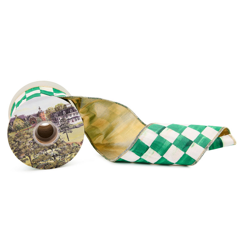 Courtly Regal Red 4" Ribbon, Green