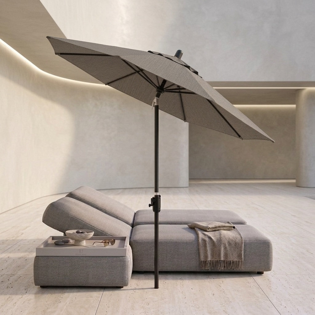 Natalie 8.7' Sunbrella® Market Umbrella, Black Sapphire, Spectrum Graphite Sunbrella® Plainweave
