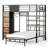 L-Shaped Bunk Bed with Storage Hall Tree and 3-Tier Bookshelf Headboard - Metal Platform Loft bunk bed-1689321218