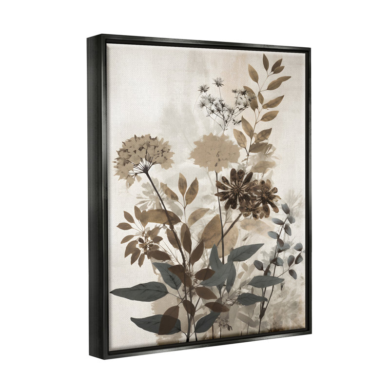 Bb-288-Floater " Rustic Wild Foliage ", Jet Black Floater Frame, 21" H x 17" W x 1.7" D