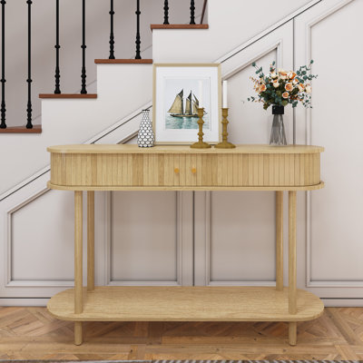  47" Console Table With Tambour Doors For Hallway, Living Room