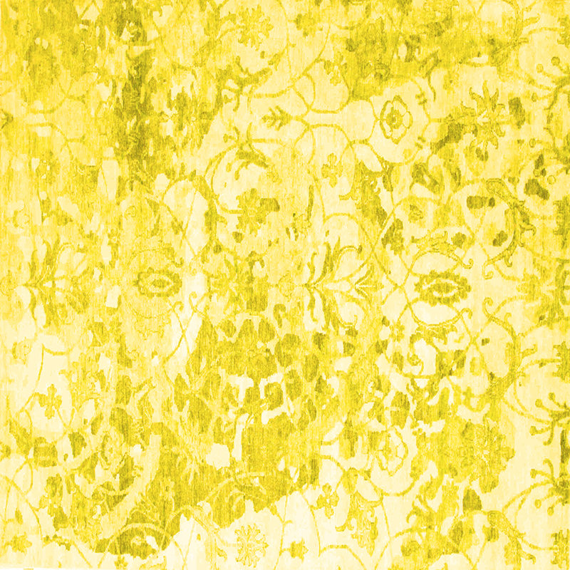 Tapis contemporains jaunes lavables à la machine 828, Carré 7 pi