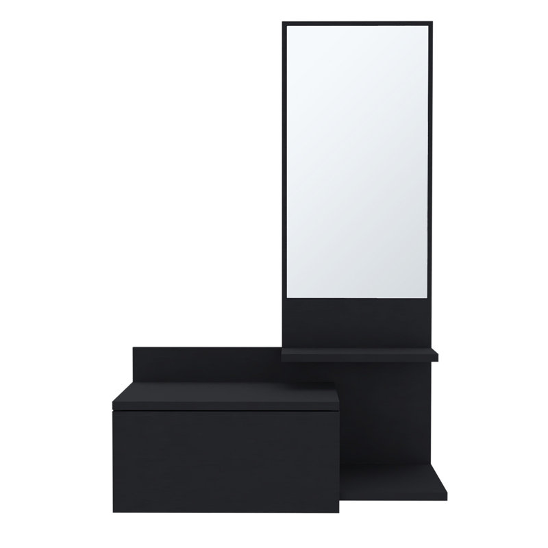 3 Shelf Console Table With Full Sized Drawer - Black, & Elegant Style And Extension Option, Black