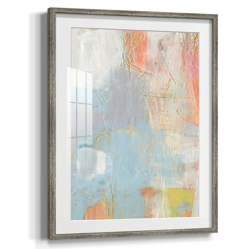 Cully II, peinture sur papier encadrée, Argent patiné