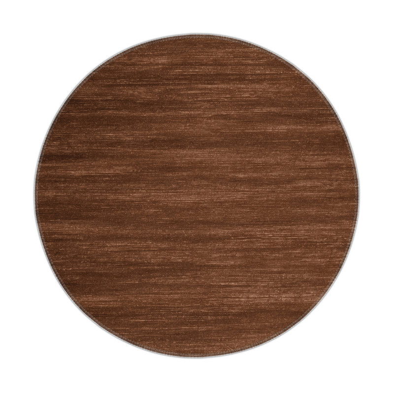 Solid Brown Indoor and Outdoor Area Rug, Round 5'