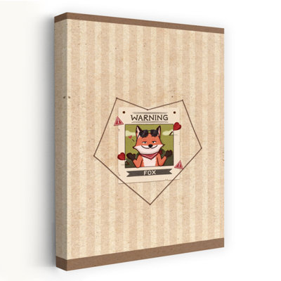 Wanted Love Fox Playful Contemporary Fox Forest Wall Art Print 1 Piece Wrapped Canvas Wall Art