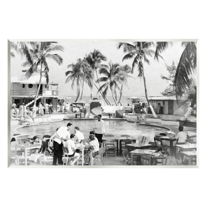 Au-469-Giclée, station balnéaire tropicale rétro par Graffi * Tee Studios, L 15 po x H 10 po x P 0,5 po, Mdf