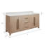 Meuble-lavabo double rectangulaire Perris de 183 cm (72 po) avec comptoir en marbre blanc de Carrare reconstitué couleur caramel latte et quincaillerie en or antique-829178784-829178787