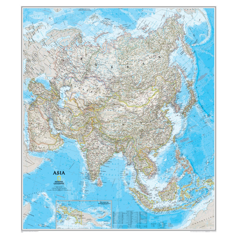 Carte murale asia classic, Taille standard Laminé (38" H x 34" W)