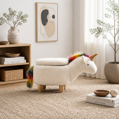 Unicorn Storage Ottoman with Hidden Storage and Solid Wood Legs