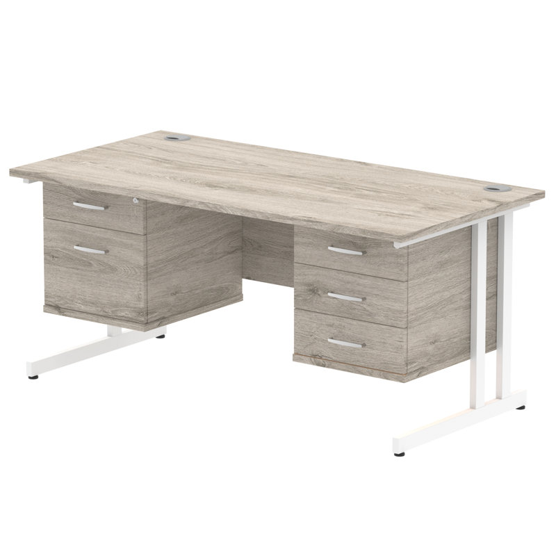 Zetta Metal Base Executive Desk, White,  73cm H x 160cm W x 80cm D