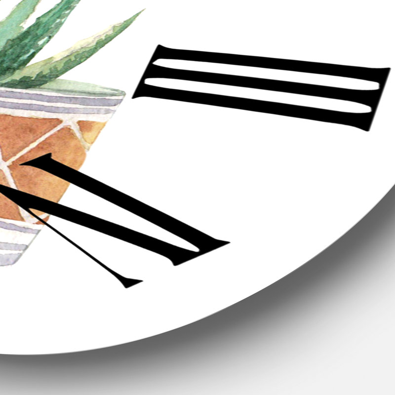 Trois plantes d'intérieur en pot - Horloge murale traditionnelle, Surdimensionné