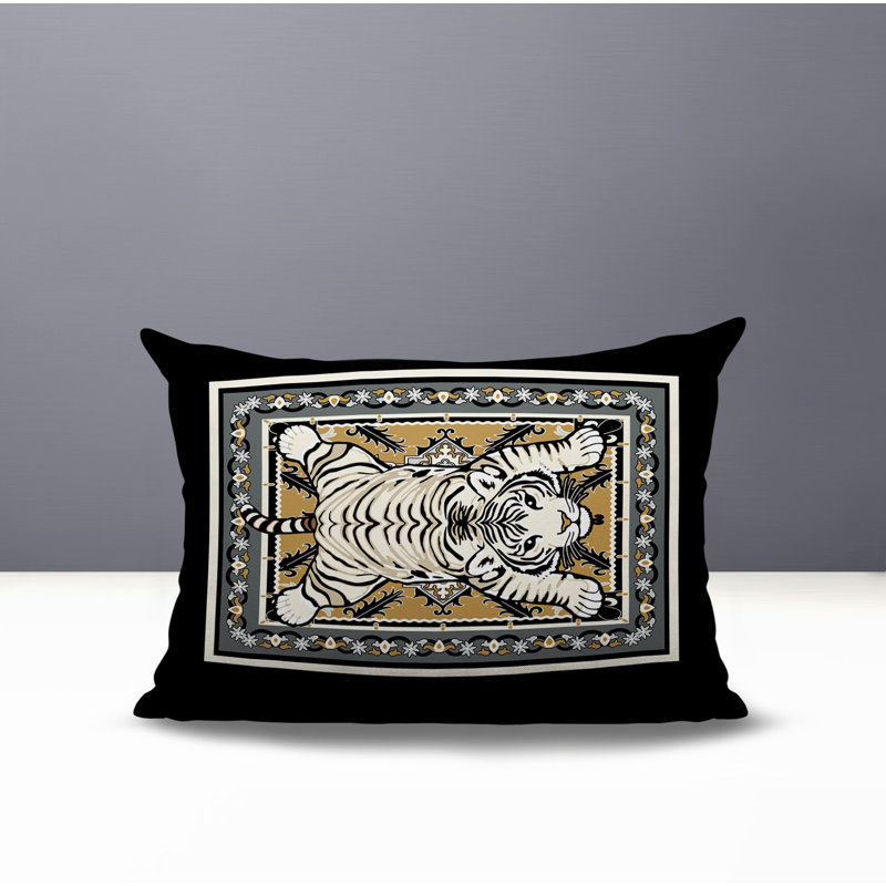 Oreiller rectangulaire réversible intérieur / extérieur Gibo Tiger, 18'' H X 25'' W X 5'' D, Gris