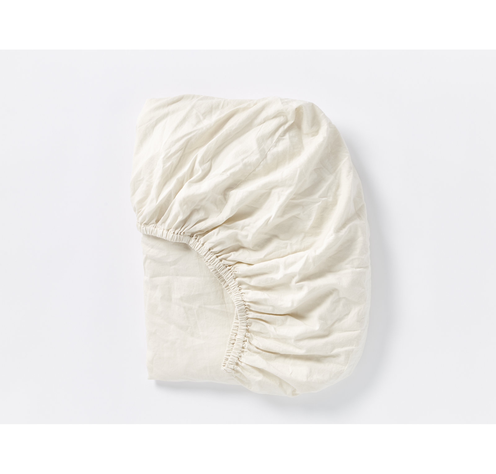 Crinkled 100% Cotton Percale Fitted Sheet, Queen Fitted Sheet, Undyed