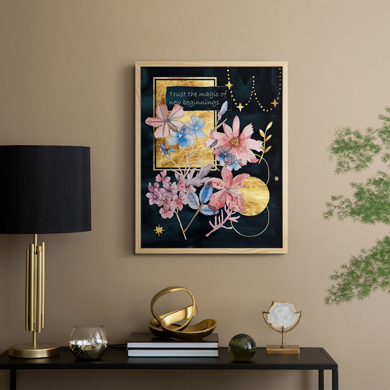 Moonlight Flowers IV, reproduction encadrée - bois massif